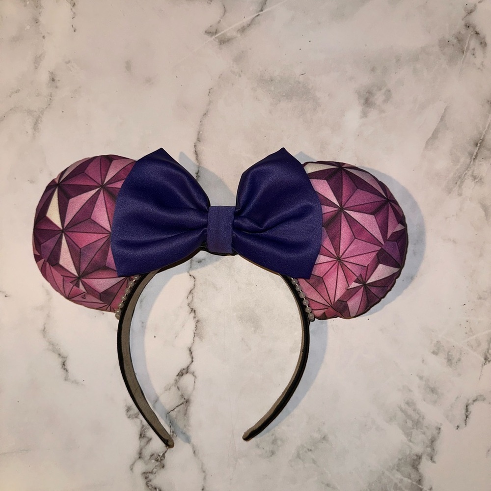 🎀 Disney Custom Made Epcot Purple Spaceship Earth Minnie Mouse Ears Headband